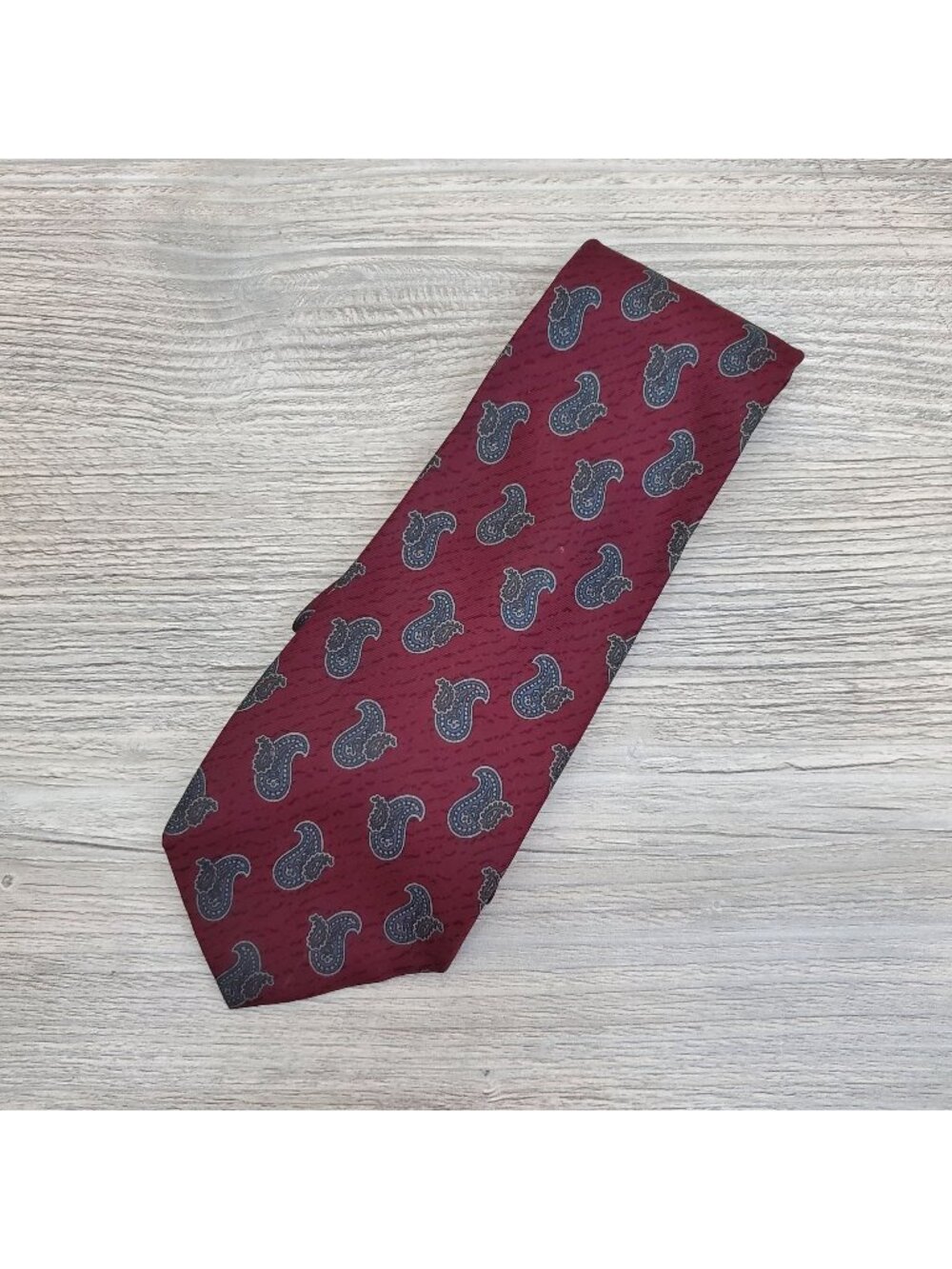 Lanvin maroon and blue paisley silk tie, made in Italy